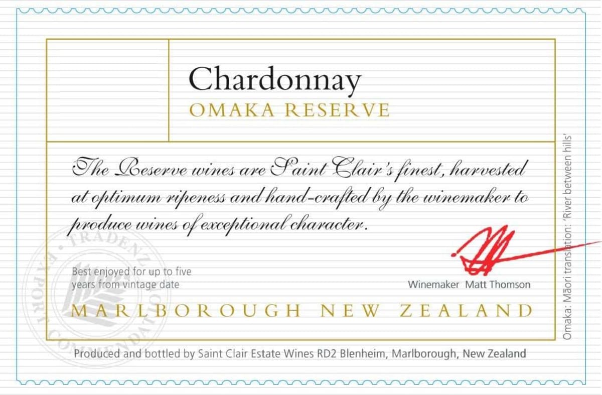 Saint Clair Omaka Reserve Chardonnay 2010 Front Label