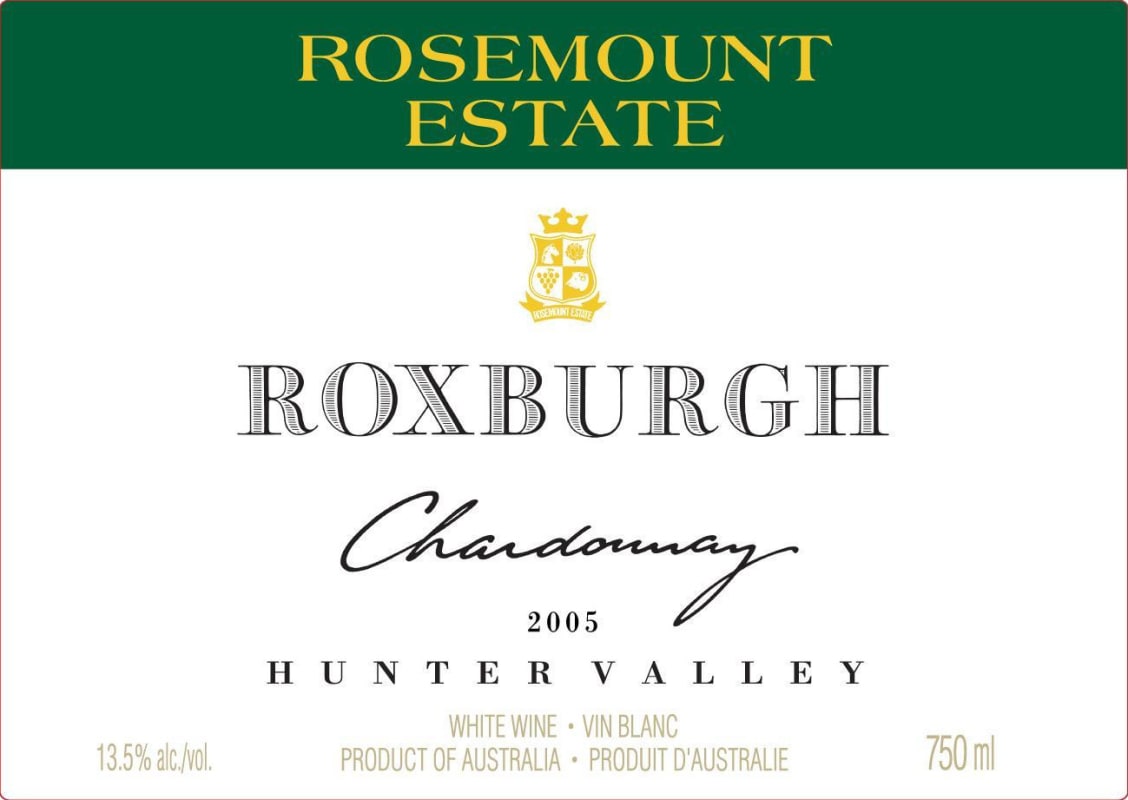 Rosemount Roxburgh Chardonnay 2005 Front Label