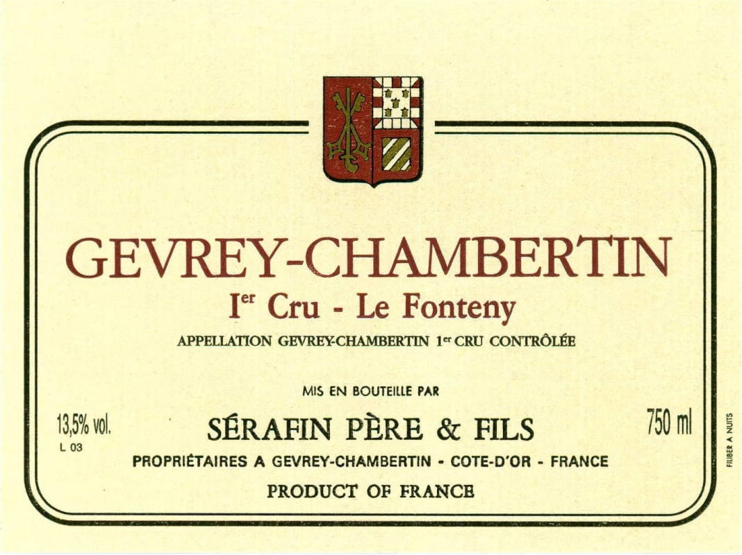 Domaine Serafin Gevrey-Chambertin Le Fonteny Premier Cru 2010 Front Label