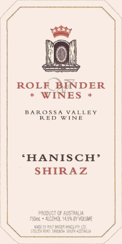 Rolf Binder Hanisch Shiraz 2004 Front Label