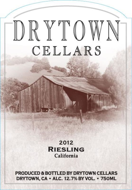 Drytown Cellars Riesling 2012 Front Label