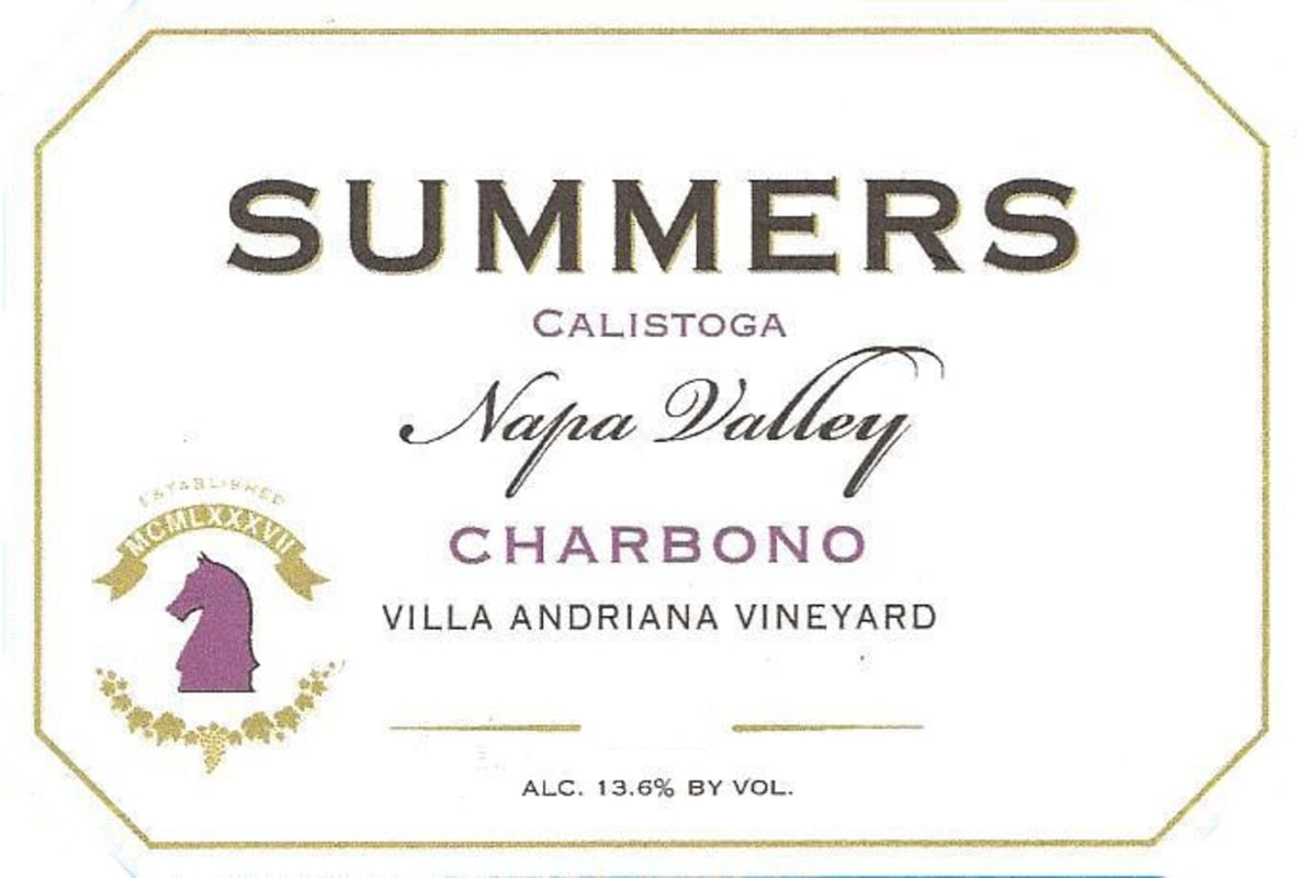 Summers Estate Napa Valley Charbono 2014 Front Label