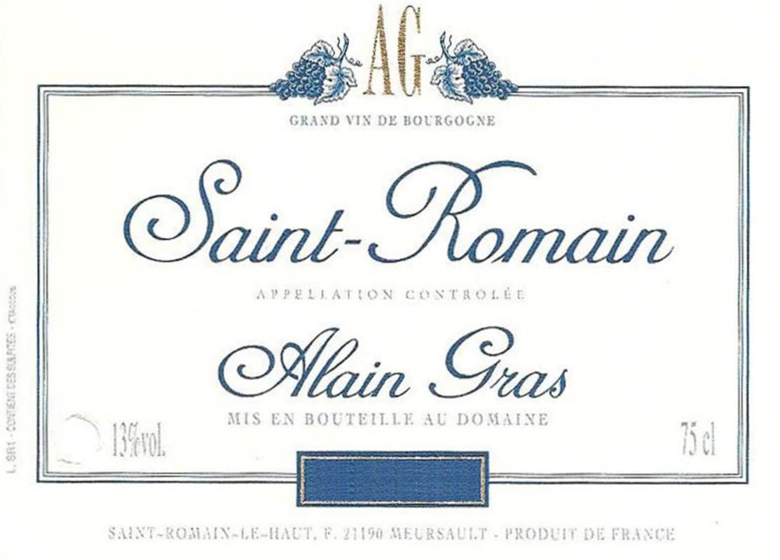 Alain Gras Saint-Romain Blanc 2010 Front Label