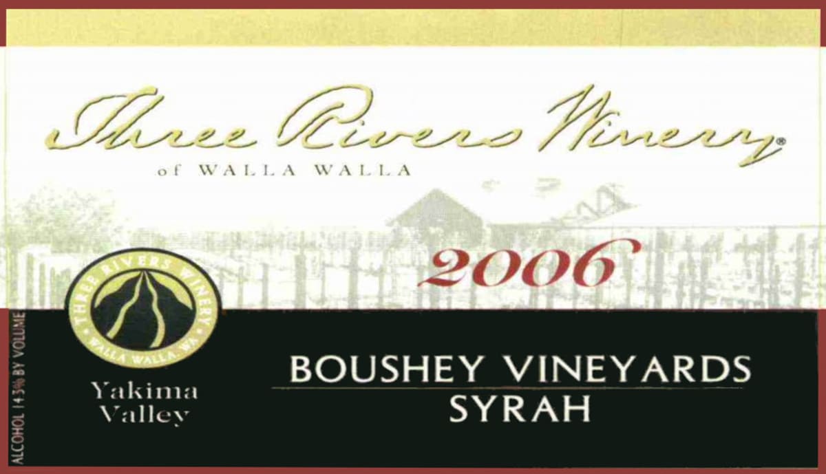 Three Rivers Boushey Syrah 2006 Front Label