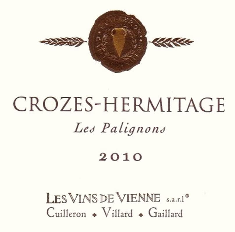 Vins de Vienne Crozes Hermitage Les Palignons 2010 Front Label