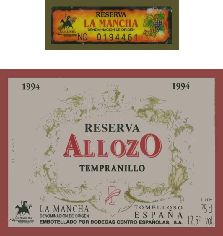 Allozo Reserva 1994 Front Label