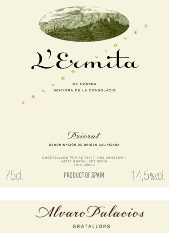 Alvaro Palacios L'Ermita Velles Vinyes 2010 Front Label