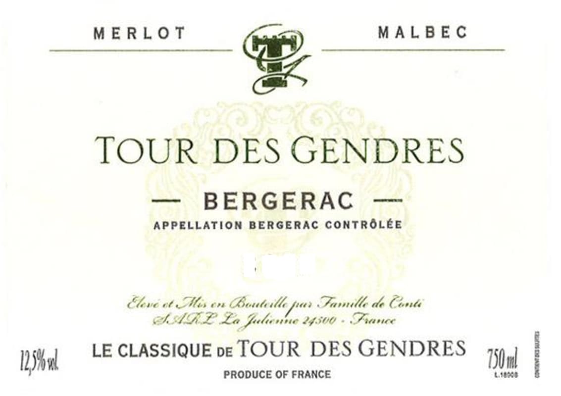 Tour des Gendres Bergerac Rouge 2008 Front Label