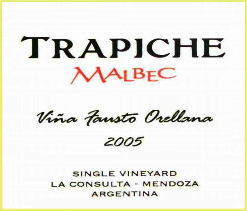 Trapiche Vina Fausto Orellana de Escobar Malbec 2005 Front Label