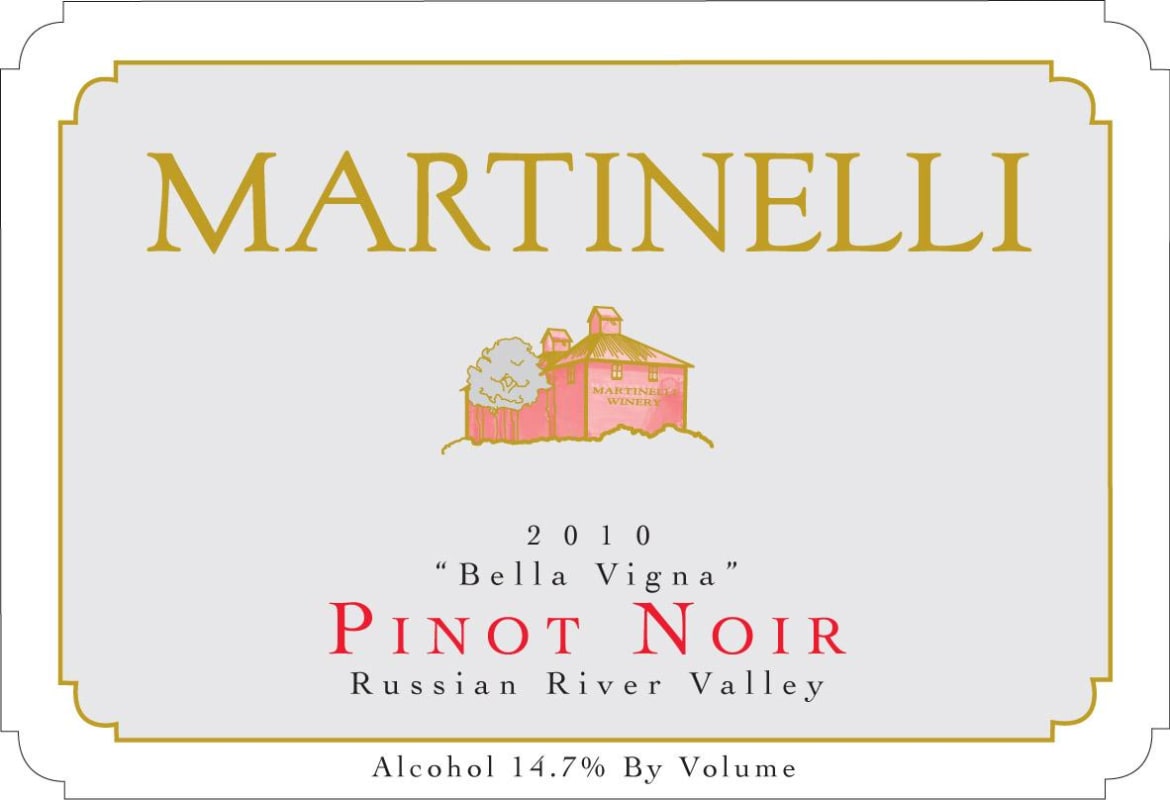 Martinelli Bella Vigna Pinot Noir 2010 Front Label