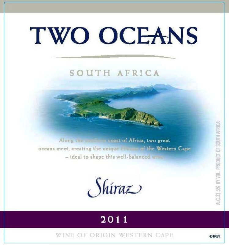 Two Oceans Shiraz 2011 Front Label