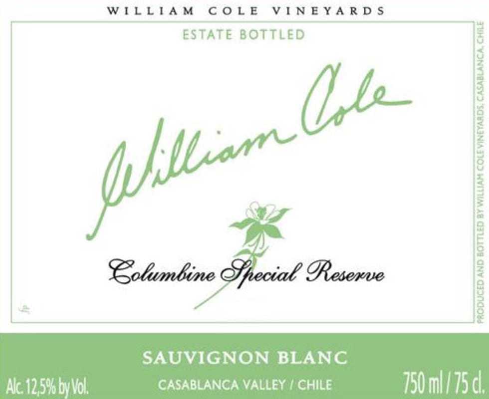 William Cole Columbine Special Reserve Sauvignon Blanc 2010 Front Label