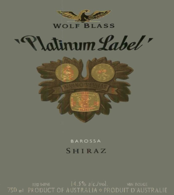 Wolf Blass Platinum Label Shiraz 2000 Front Label