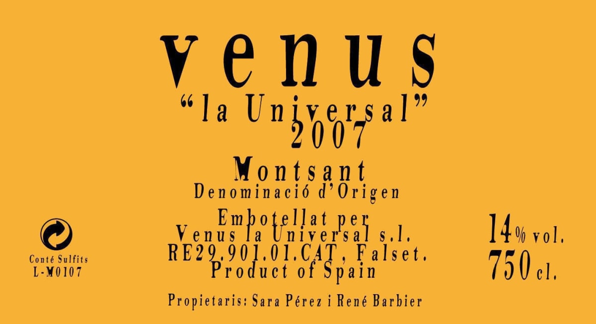 Venus La Universal Venus Tinto 2007 Front Label