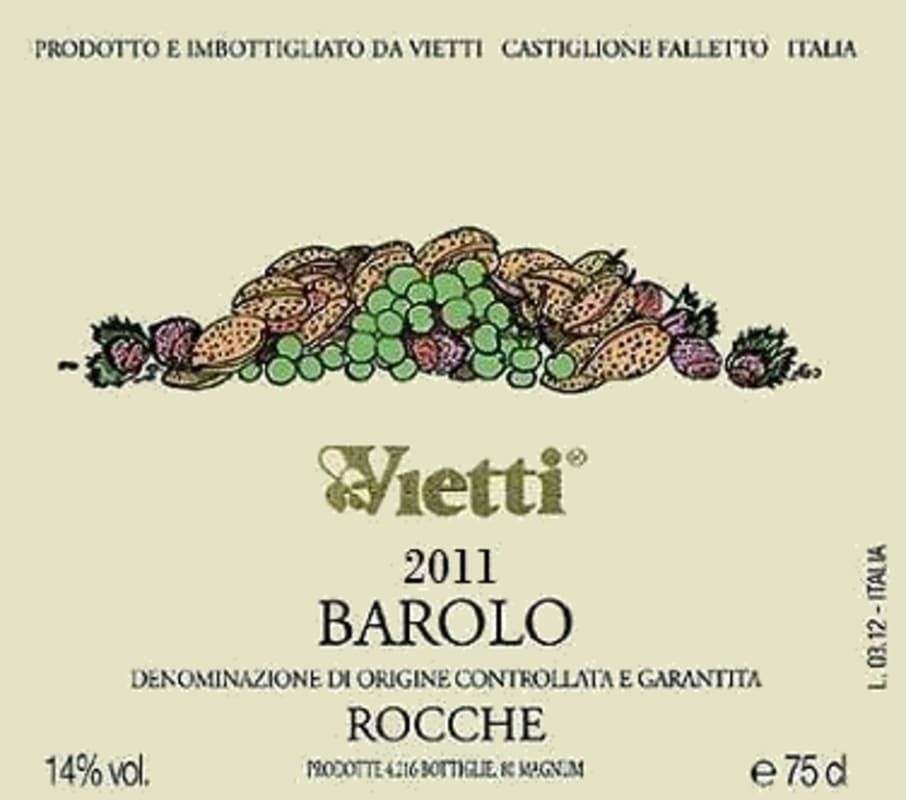 Vietti Barolo Rocche di Castiglione 2011 Front Label