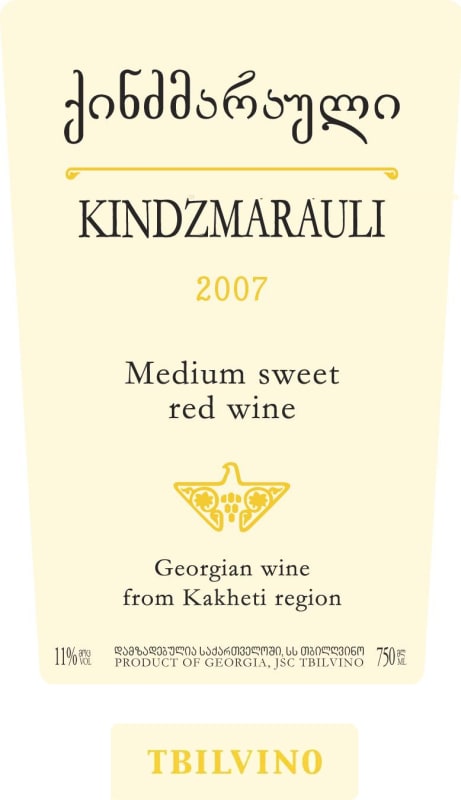 Tbilvino Kindzmarauli 2007 Front Label