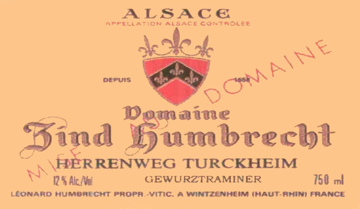 Zind-Humbrecht Turckheim Gewurztraminer 2002 Front Label