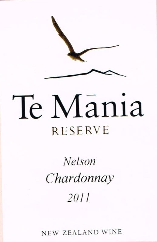 Te Mania Estate Reserve Chardonnay 2011 Front Label
