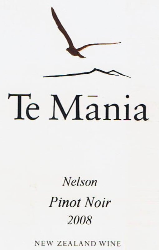 Te Mania Estate Pinot Noir 2008 Front Label