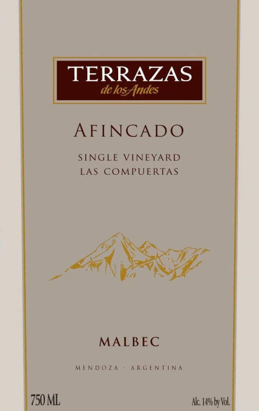 Terrazas de los Andes Las Compuertas Afincado Malbec 2011 Front Label