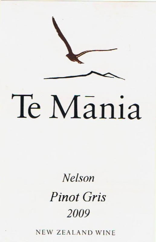 Te Mania Estate Pinot Gris 2009 Front Label