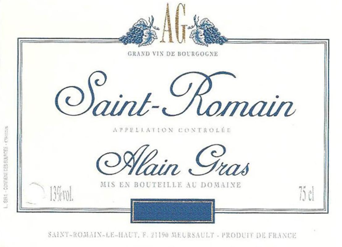Alain Gras Saint-Romain Blanc 2011 Front Label