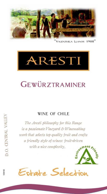 Aresti Estate Selection Gewurztraminer 2015 Front Label