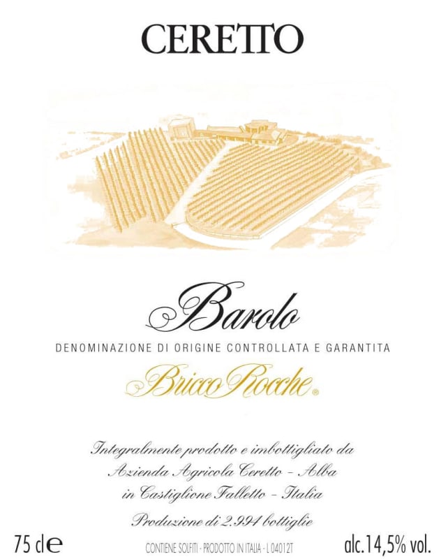 Ceretto Barolo Bricco Rocche 2012 Front Label