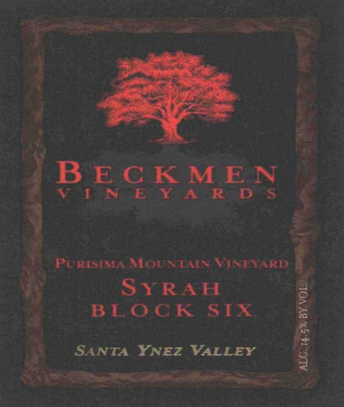 Beckmen Purisima Mountain Block 6 Syrah 2010 Front Label