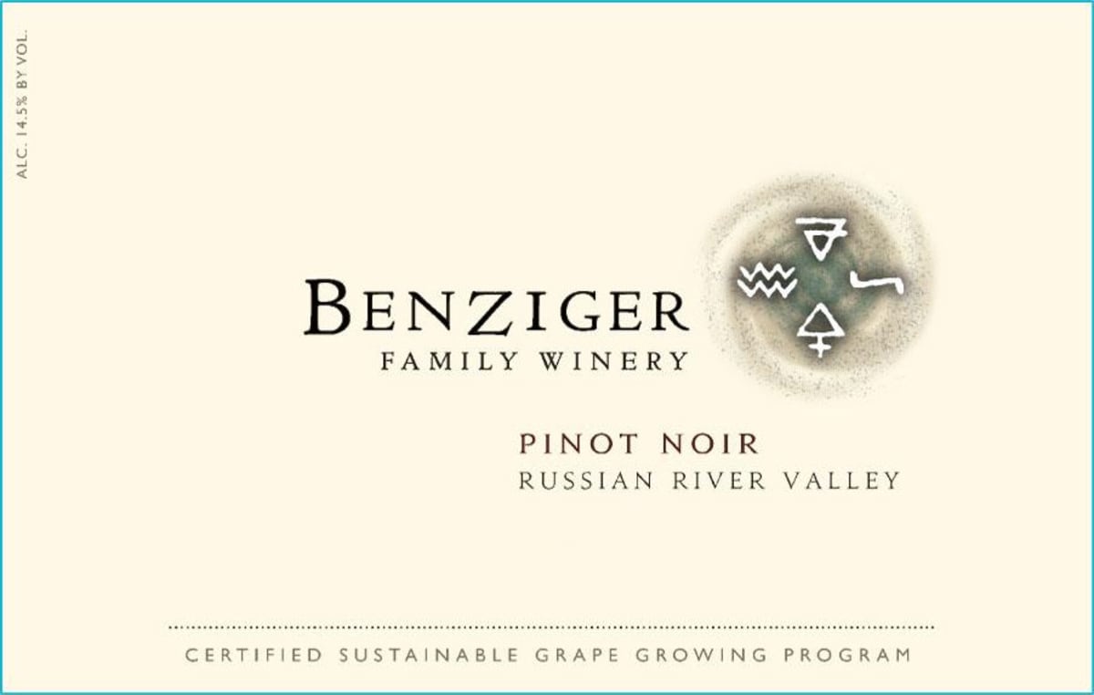 Benziger Russian River Valley Pinot Noir 2012 Front Label