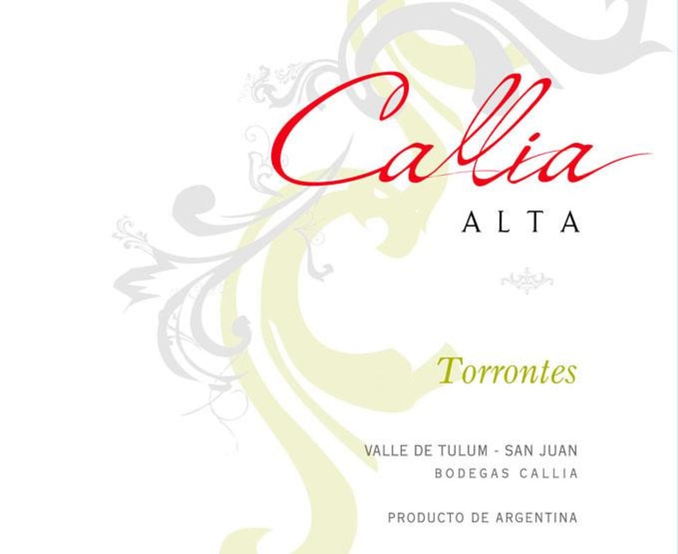 Bodegas Callia Alta Torrontes 2013 Front Label