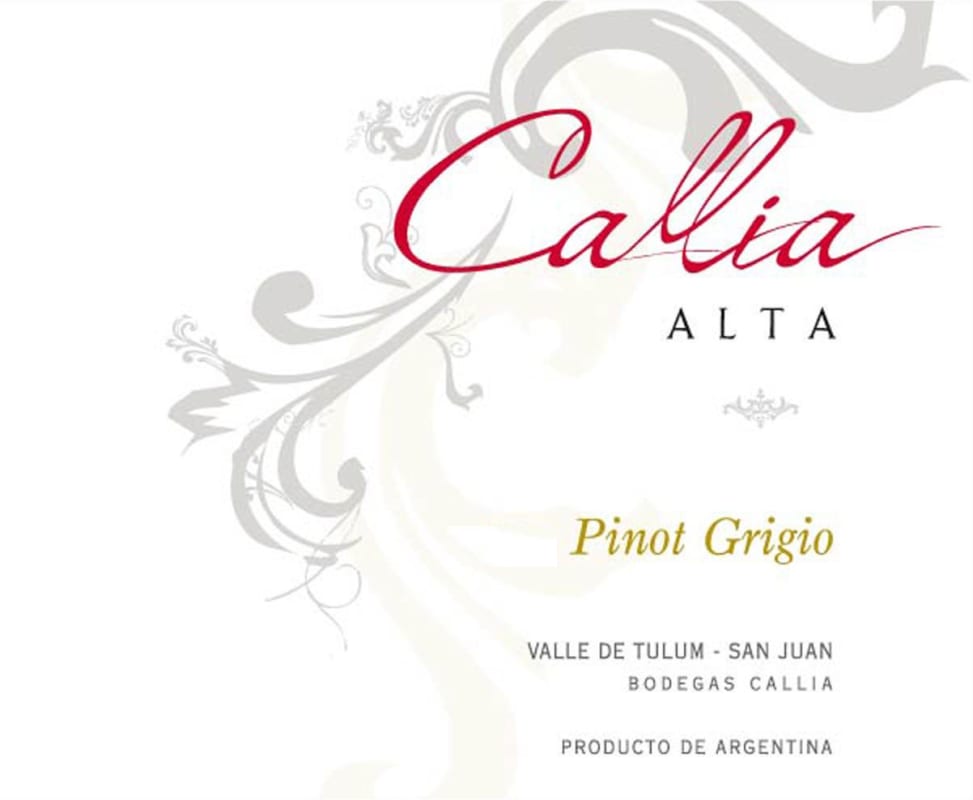 Bodegas Callia Alta Pinot Grigio 2013 Front Label