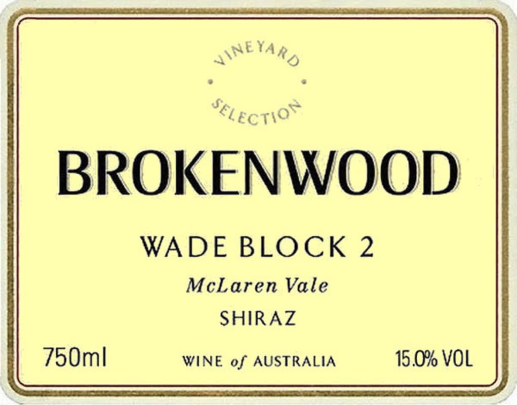 Brokenwood Wade Block 2 Shiraz 2012 Front Label
