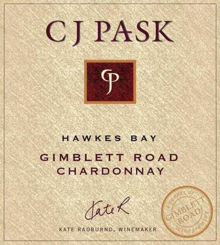 C.J. Pask Winery Gimblett Road Chardonnay 2010 Front Label