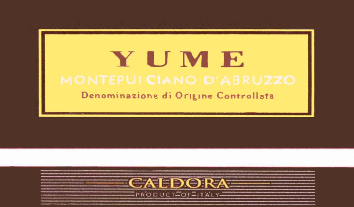 Caldora Montepulciano d'Abruzzo Yume 2012 Front Label