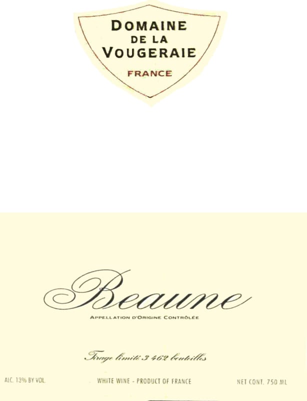 Domaine de la Vougeraie Beaune Blanc 2009 Front Label