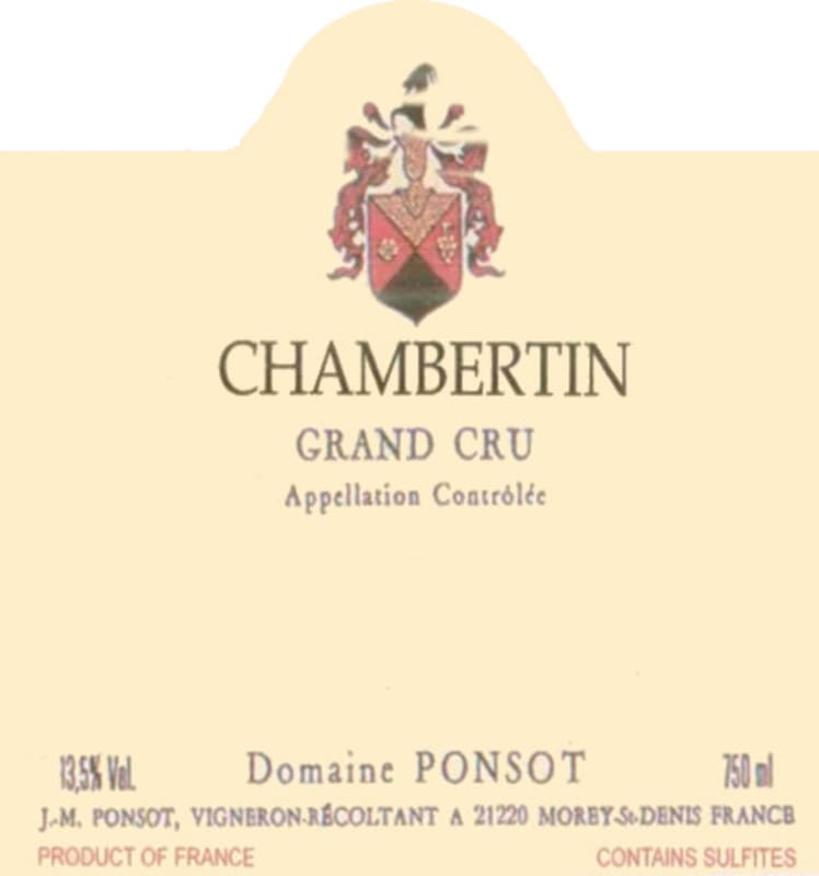 Domaine Ponsot Chambertin Grand Cru 2004 Front Label