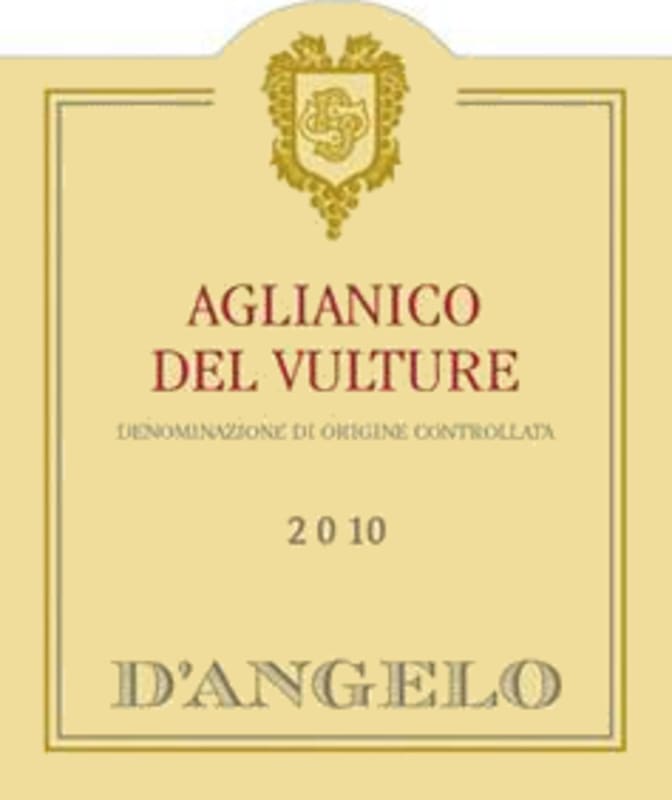 D'Angelo Aglianico del Vulture 2010 Front Label