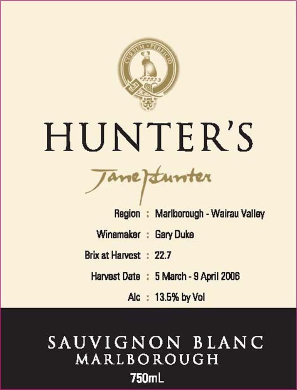 Hunter's Sauvignon Blanc 2015 Front Label