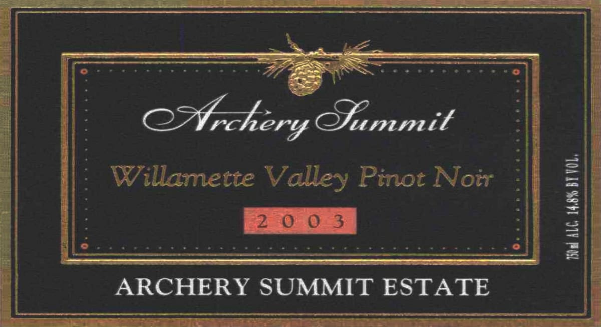 Archery Summit Archery Summit Estate Pinot Noir 2003 Front Label