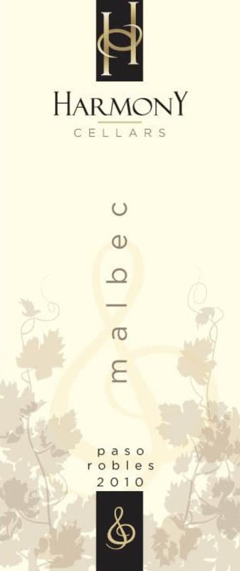 Harmony Cellars Malbec 2010 Front Label