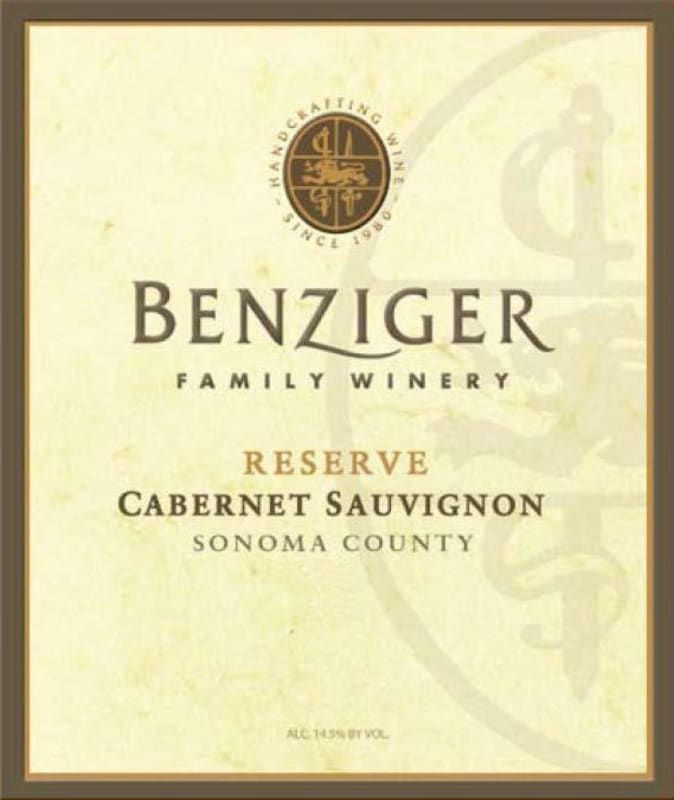 Benziger Reserve Cabernet Sauvignon 2014 Front Label