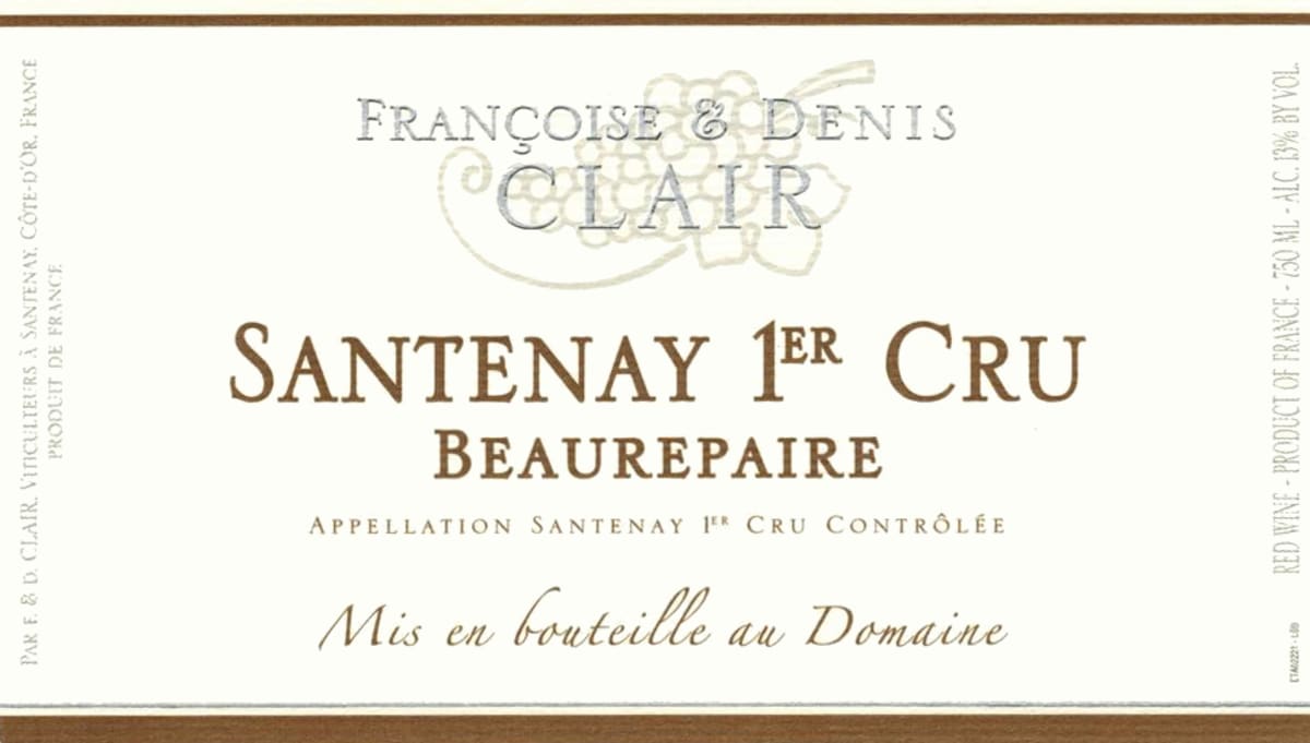 Francoise & Denis Clair Santenay Beaurepaire Premier Cru 2011 Front Label