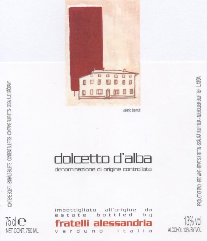 Fratelli Alessandria Dolcetto d'Alba 2013 Front Label