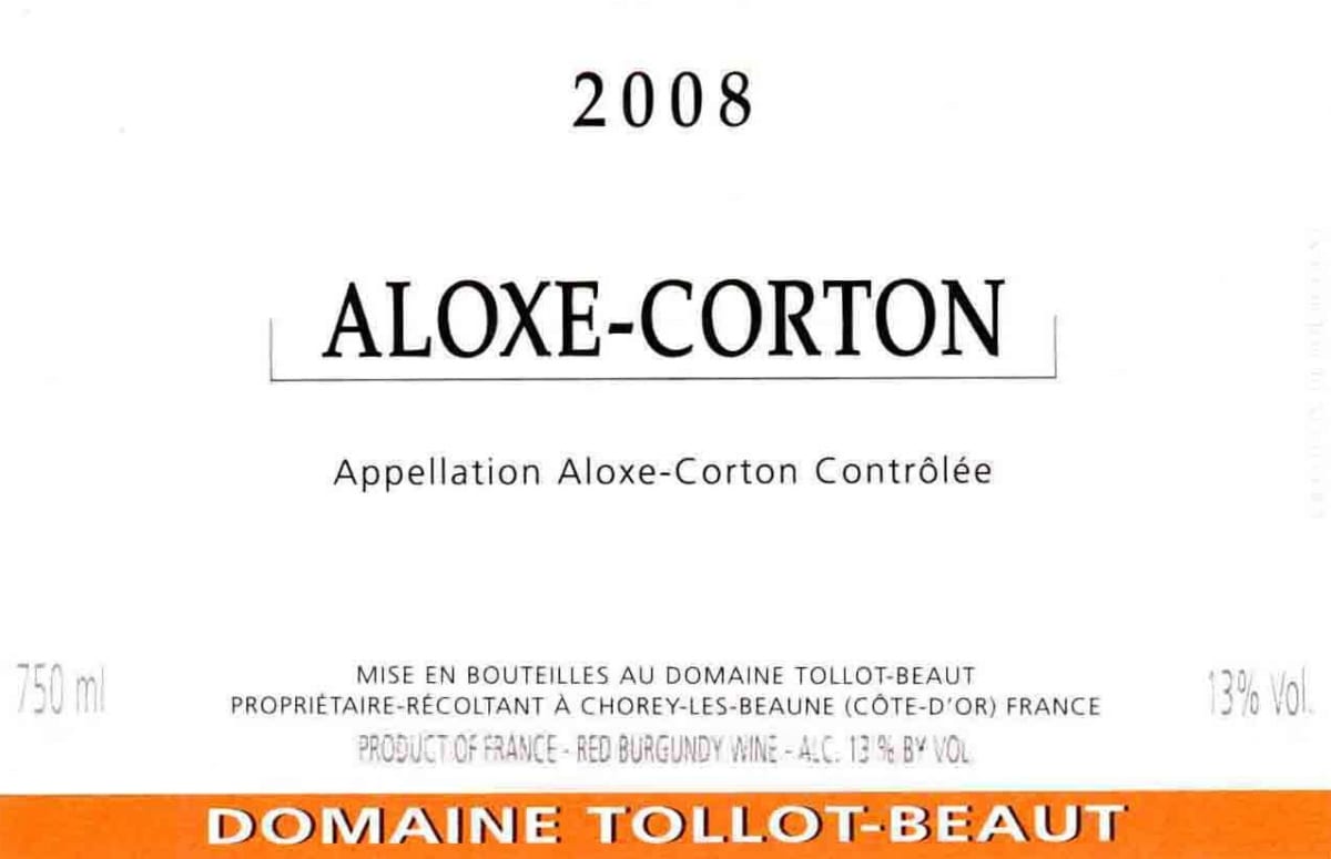 Domaine Tollot-Beaut Aloxe-Corton 2008 Front Label