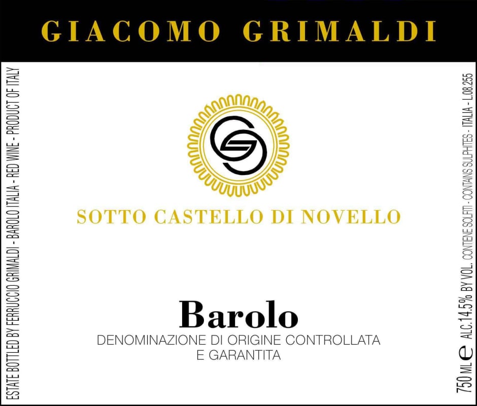 Giacomo Grimaldi Barolo Sotto Castello di Novello 2008 Front Label