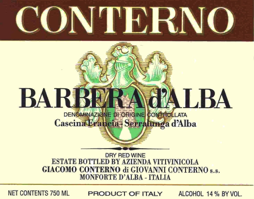 Giacomo Conterno Barbera d'Alba 2011 Front Label