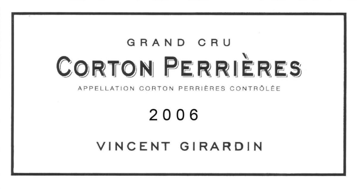 Vincent Girardin Corton Perrieres Grand Cru Rouge 2006 Front Label