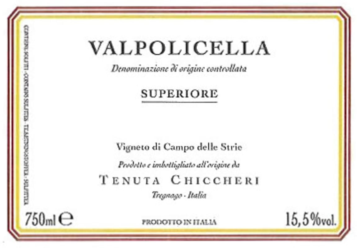 Tenuta Chiccheri Valpolicella Superiore 2007 Front Label