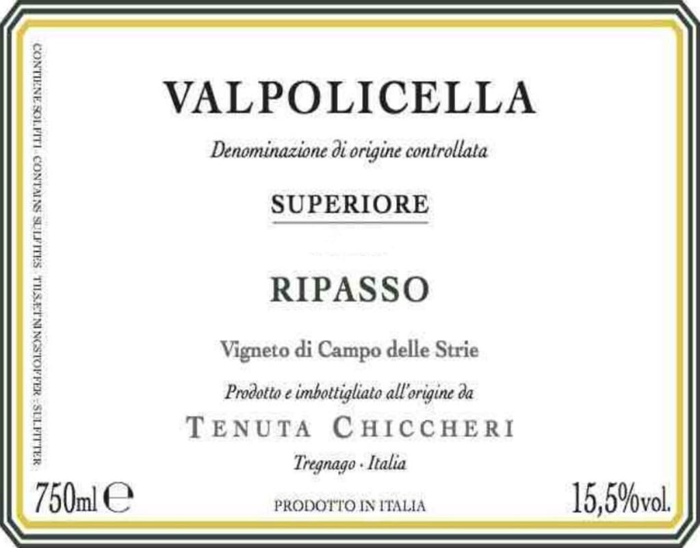 Tenuta Chiccheri Valpolicella Ripasso Superiore 2012 Front Label
